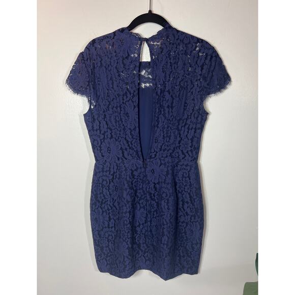 Keepsake Dress Mini Short Elegant Navy Lace Sheath Cocktail Sheath Large - Picture 5 of 12